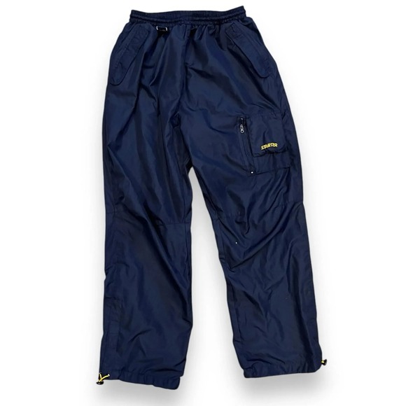 Starter Navy Athletic Track Pants Men's Medium M Elastic Waist Zip Cargo VINTAGE - Picture 1 of 16